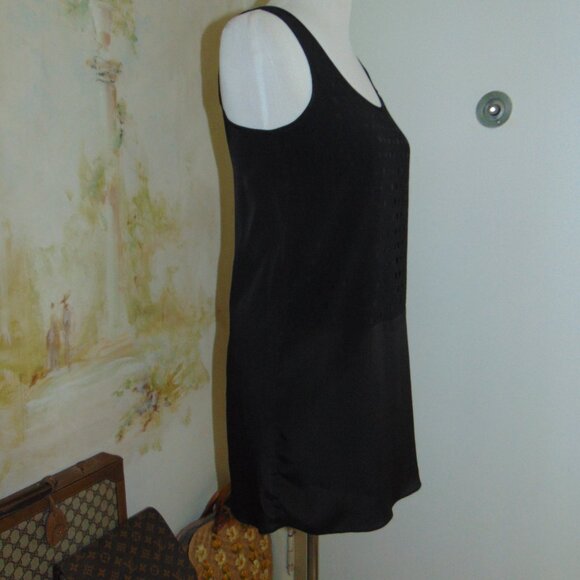 BCBG Generation Dress Womens Black Satiny Mini Wide Perforated Wrap Drape Boho - Picture 7 of 8